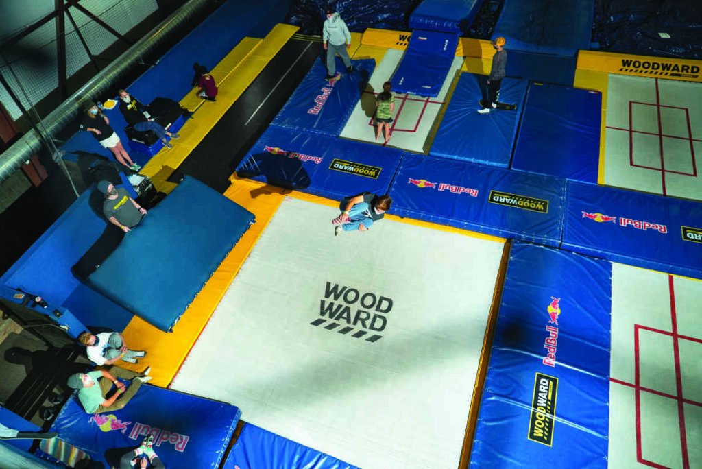 a square trampoline, photographed from above