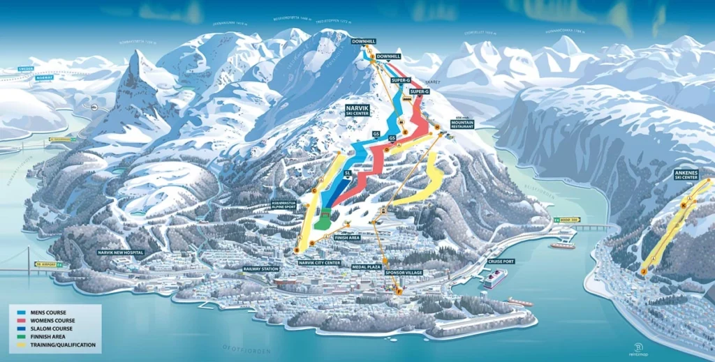 a ski map of Narvik ski mountain