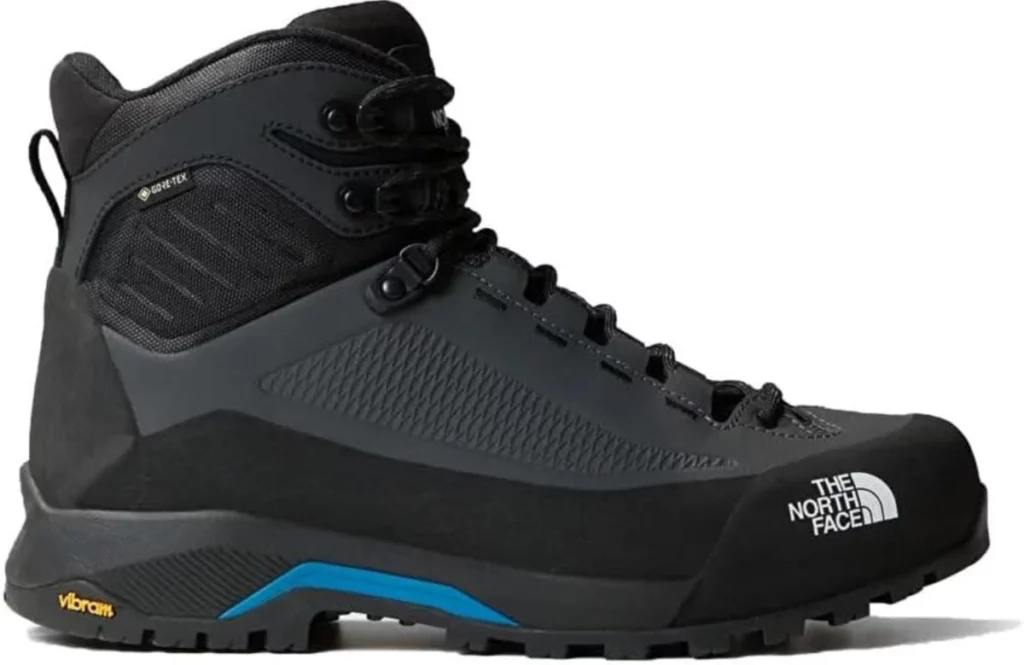 a north face branded hiking boot with high cuff is photographed - a product image for online sales