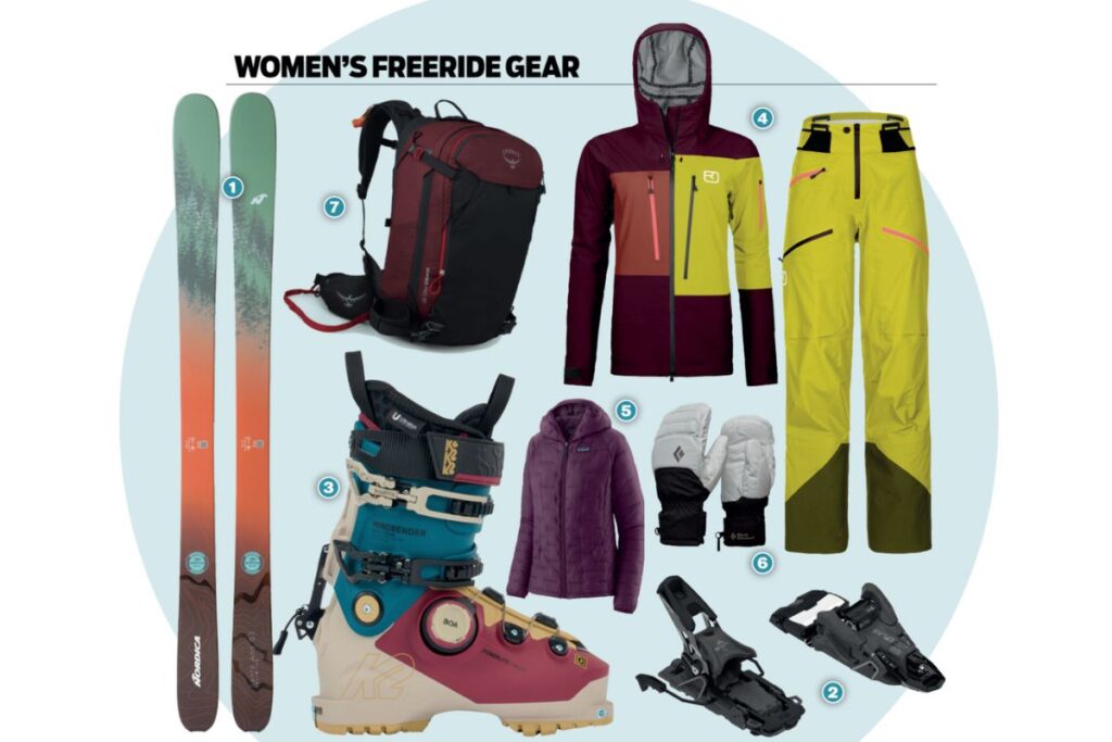 Womens free ride gear fall line skiing